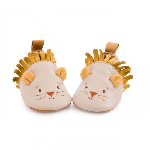 Chaussons cuir lion beige Sous mon baobab 6/12 mois