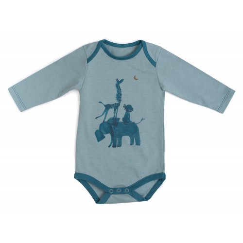 Body bleu imprimé animaux Babou Sous Mon Baobab