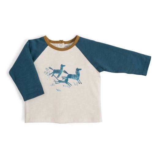 Clément Tee-Shirt Jersey Motif Zèbres Sous Mon Baobab Moulin Roty