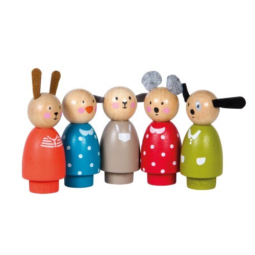 Set de 5 personnages en bois La grande famille
