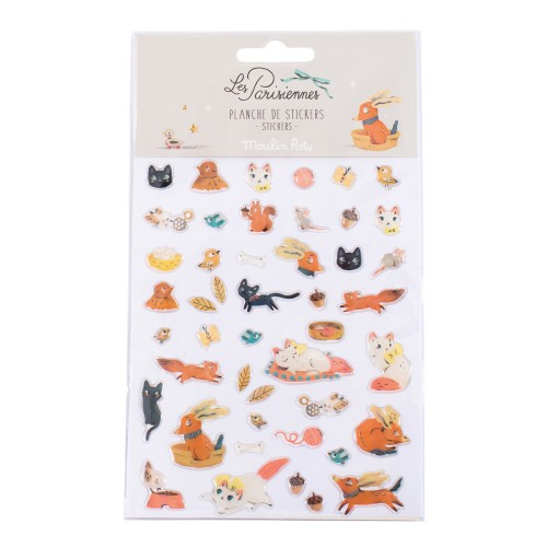 Planche de 46 stickers animaux Les Parisiennes