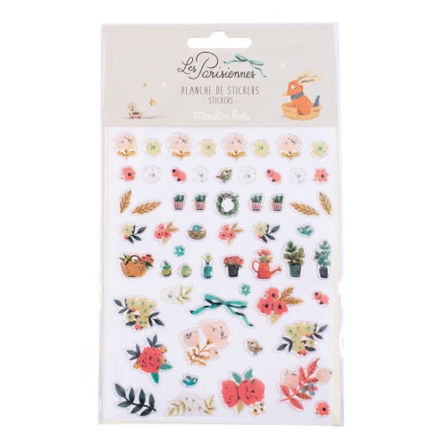 Planche de 57 stickers fleurs Les Parisiennes