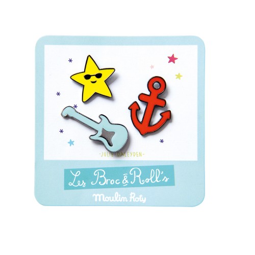 Set de 3 pin's laqués guitare Les Broc'n Rolls
