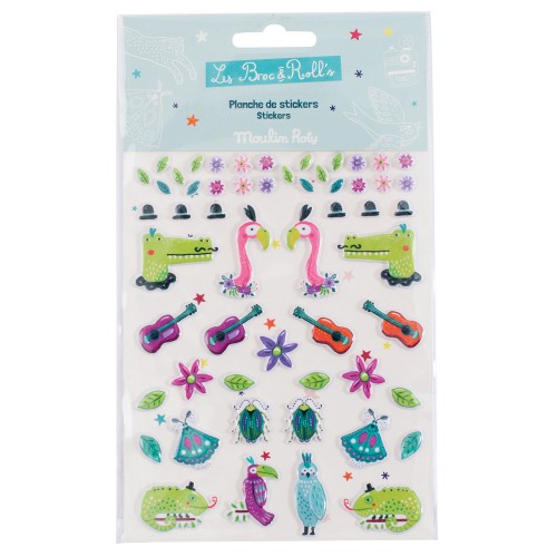 Planche de 55 stickers flamants roses Les Broc'n Rolls