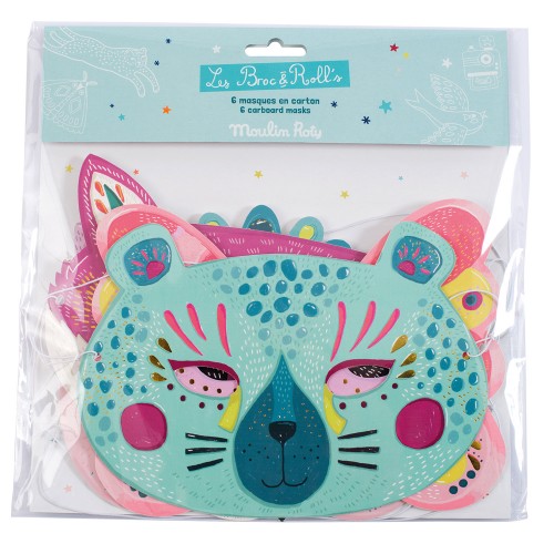 Set de 6 masques en carton fille Les Broc'n Rolls