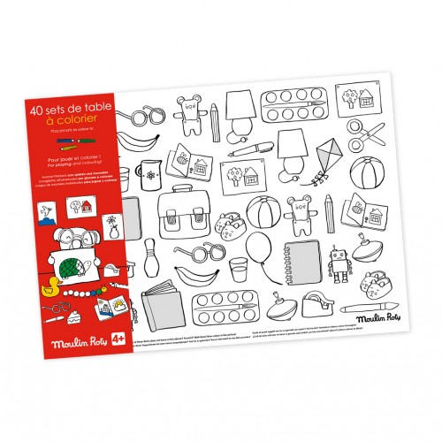 Ensemble de 40 sets de table à colorier Les Popipop