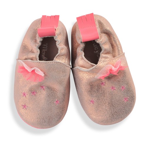 Chaussons cuir rose Les Tartempois 12/18 m