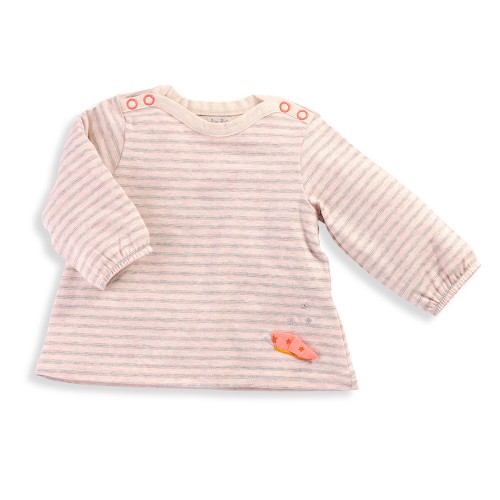 NELLY T-shirt rose chiné rayé gris Les Tartempois 23m