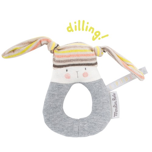 Anneau-hochet lapin rayé Les petits dodos