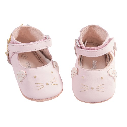 Chaussons cuir rose Il était fois 0/6 m