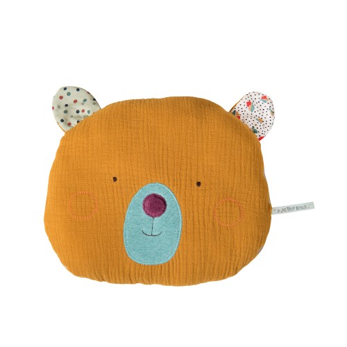 Coussin tête ours ocre Les Jolis trop beaux