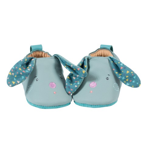 Chaussons cuir lapin bleu Les Jolis trop beaux 0/6 mois