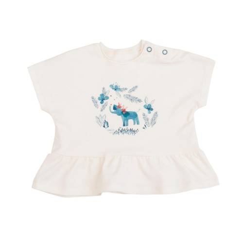 BIANCA Tee-shirt crème imprimé éléphant Sous mon baobab 23m