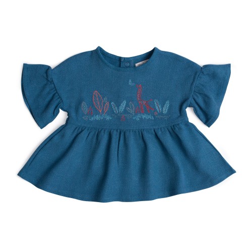 BABETTE Blouse bleue brodée Sous mon baobab 3m