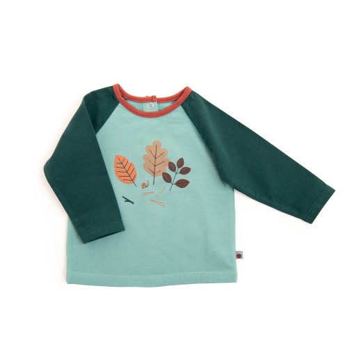 EDOUARD Tee-shirt 3m jersey vert motif feuilles Pomme des bois