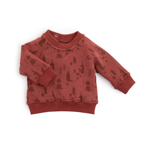 ELIOTT Sweat-shirt 3 m brique imprimé allover forêt Pomme des bois