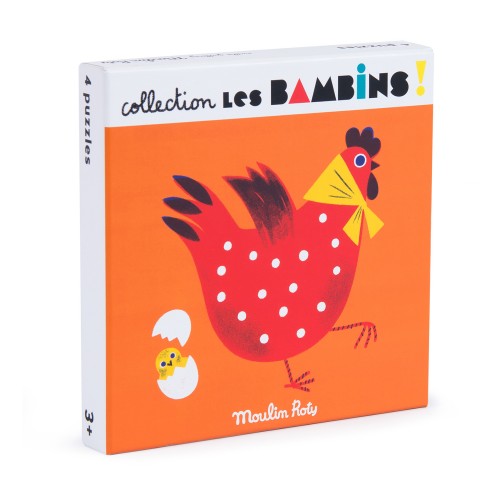 Boîte de 4 puzzles animaux (4x10 pièces) Les Bambins