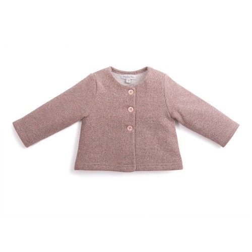 ZAO 6m Cardigan molleton rose lurex Le Voyage d'Olga