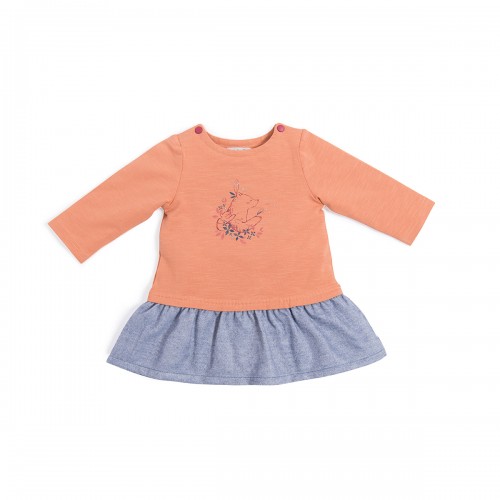 AZIA Robe rose et bleu chiné Le Voyage d'Olga 3m