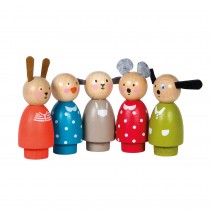 Set de 5 personnages en bois La grande famille