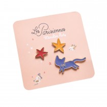 Set de 3 pin's laqués chat Les Parisiennes